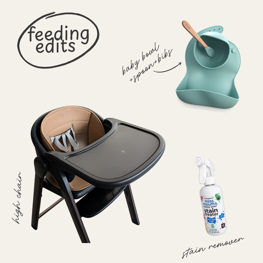 Baby feeding essentials for starting solids, cleanup, and meal prep.