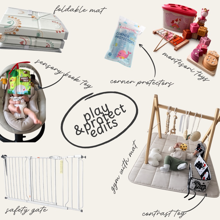 Baby play and babyproofing essentials for floor time and safer exploring.